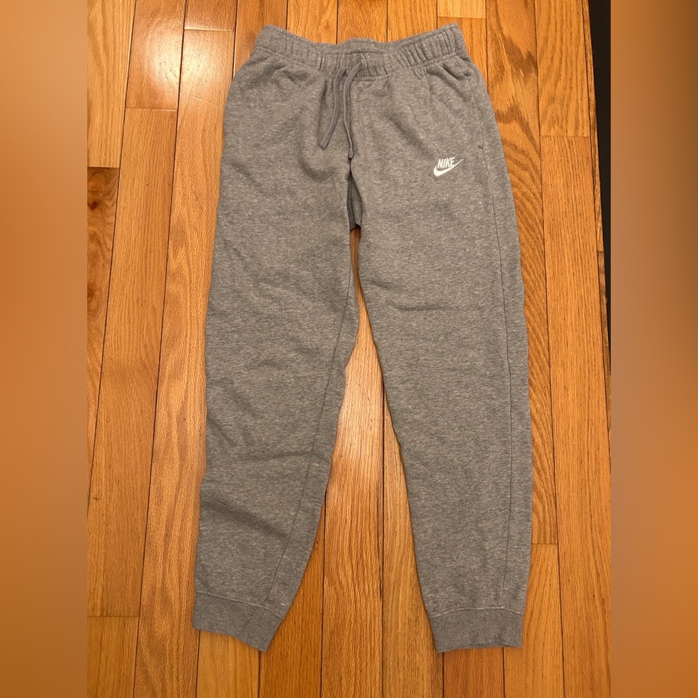 Nike Gray Women's Fleece Joggers with White Swoosh